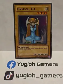 YUGIOH MYSTICAL ELF LOB-062 UNLIMITED SUPER PLAYED - Image 1