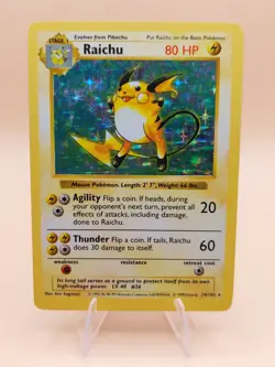 Raichu Shadowless Holo Rare Base Set 14/102 Pokemon Card - WOTC 1999 - Image 1