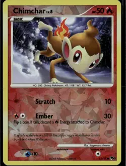 Chimchar Cracked Ice Holo Common POP Series 8 012/017 Fire Holo Pokemon Card - Image 1