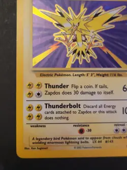 Pokemon TCG Zapdos 2002 Legendary Collection Holo Rare Card 19/110 - Image 5
