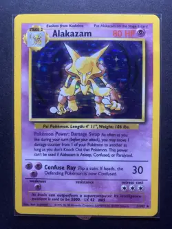 Alakazam 1/102 Holo Rare Unlimited Edition Base Set Pokemon Card 1999 WOTC HP - Image 1