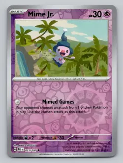 Reverse Holo Mime Jr. 031/091 Common Paldean Fates Pokemon - Image 1