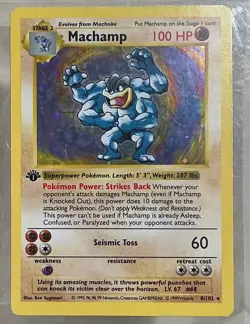 1995 First Edition Pokemon Card Machamp Holo 8/102 Great Condition - Image 1