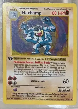 1995 First Edition Pokemon Card Machamp Holo 8/102 Great Condition - Image 2