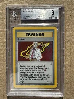 2000 Pokemon Gym Challenge 1st Edition Blaine #17 Holo BGS 9 - Image 1