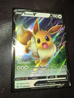 Pokemon Eevee v SWSH065 TCG Sword & Shield Promo Card Holo NM Condition - Image 2