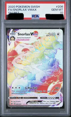 Snorlax VMAX 206/202 Secret Rainbow Pokemon Sword & Shield GEM MINT PSA 10 - Image 1