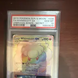 PSA 10 Pokemon Whimsicott GX Sm-Unbroken Bonds Secret Rare Holo 226/214 HP190 - Image 2