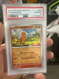 2023 POKEMON MEW EN-151 GAMESTOP EXCLUSIVE #004 CHARMANDER PSA 10 - Image 1