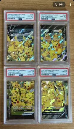 Pokemon 25th Celebrations Pikachu Union V Japanese PSA 10 Sequential Set - Image 1