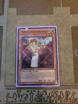 YUGIOH MINERVA LIGHTSWORN MAIDEN SDLI-EN002 SUPER 1ST ED NM - Image 1