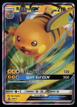 Raichu GX - SM213 Holo Promo Sun & Moon Promo Pokemon NM - Image 1