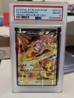 POKEMON XY BLACK STAR PROMO 2016 RED & BLUE COLLECTION #XY121 CHARIZARD EX PSA 8 - Image 1