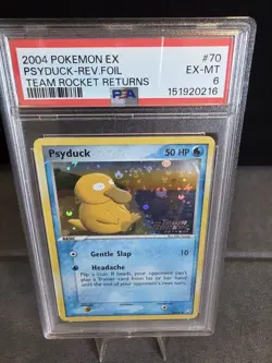 Pokemon Psyduck EX Team Rocket Returns #70 Reverse Holo PSA 6 2004 English - Image 2