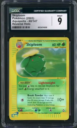 2003 Pokemon Aquapolis Skiploom Reverse Holo #60 CGC 9 - Image 1