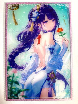 Raiden Shogun GENSHIN IMPACT - Waifu Goddess Trading Card - A5 Board Size CCG - Image 1
