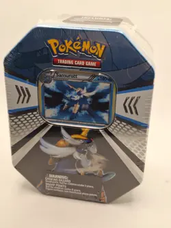 NEW Pokemon TIN BOX ( SAMUROTT ( EX LV.X )140 HP+ 4 Booster B&W - Image 1