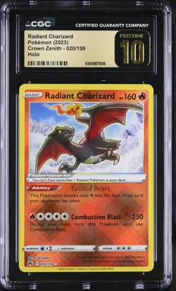 2023 Pokemon Crown Zenith #020 Radiant Charizard CGC 10 PRISTINE - Image 1