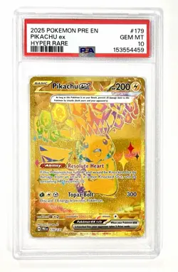 PSA 10 Pikachu EX #179 Hyper Rare Prismatic Evolutions Pokemon TCG 2025 - Image 1