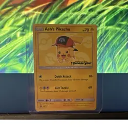 Pokemon Ash's Pikachu SM111 Promo Sun & Moon Quick Attack Volt Tackle Card - Image 1
