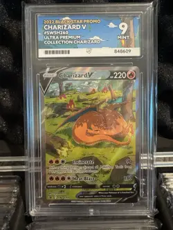 Pokemon TCG Charizard v SWSH260 Promo Card - GRADED ACE 9 - Image 1