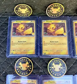 Pikachu 051/162 2026 Pokemon Day 30th Anniversary Promo Cards & Coins Lot of 10 - Image 3