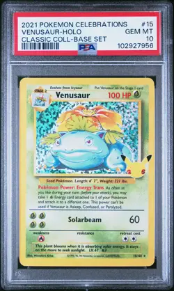 Venusaur Holo 15 Celebrations Classic Collection Pokemon PSA 10 *956 - Image 1