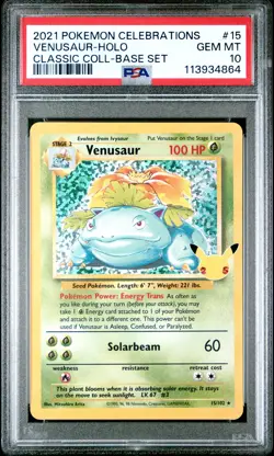 Venusaur Holo 15 Celebrations Classic Collection Pokemon PSA 10 *864 - Image 1