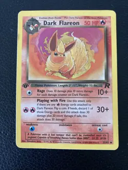1st Edition Dark Flareon 35/82 Team Rocket Moderately Played - Image 1