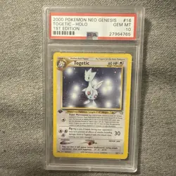 Pokemon Neo Genesis 1st Edition Togetic Holo Card PSA 10 Gem MT 16/111 - Image 1