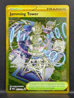 HYPER RARE - Jamming Tower - 243/182 Destined Rivals Pokemon TCG Card Stadium - Image 1