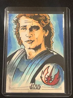2025 Topps Chrome Star Wars Galaxy Sketch Card 1/1 Jason Queen Anakin - Image 1