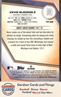 2025 Bowman's Best #TP-28 Kevin McGonigle Blue X-Fractors #/150 - Image 2