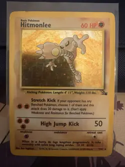 Pokemon TCG Hitmonlee Fossil Holo Rare Card 7/62 MP - Image 1
