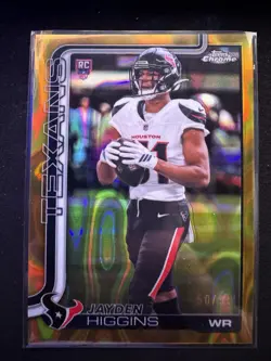 2025 Topps Chrome Football Jayden Higgins Gold /50 LAST PRINT ROOKIE CARD - Image 1