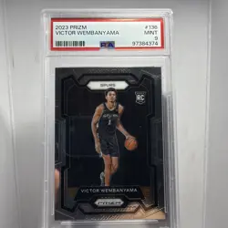 2023-24 Panini Prizm Victor Wembanyama #136 Rookie RC Base PSA 9 Mint Spurs - Image 1