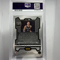 2023-24 Panini Prizm Victor Wembanyama #136 Rookie RC Base PSA 9 Mint Spurs - Image 2