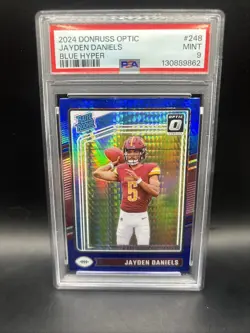 2024 PANINI DONRUSS OPTIC BLUE HYPER #248 JAYDEN DANIELS PSA 9 - Image 1