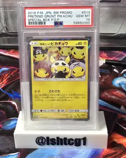 Pokemon Card PSA 10 Pretend Grunt Pikachu 014/SM-P Japanese Promo Guzma 2016 - Image 1