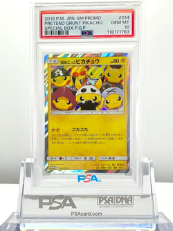 PSA 10 Pretend Grunt Pikachu 014/SM-P Holo SM Promo Pokemon Card Japanese GEM MT - Image 1