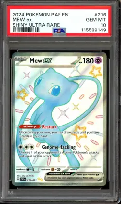 PSA 10 Mew Ex 216/091 Full Art Shiny Paldean Fates 2024 Pokemon - Image 1