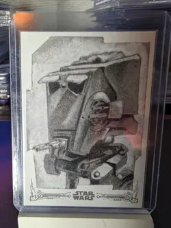 AT-ST Vehicle Sketch by Jonathan Beistline 1/1 Star Wars Topps Black and White - Image 1