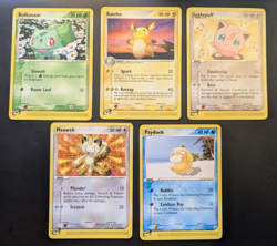Lot 5 E-Reader cards - LP - Team Aqua vs Team Magma (2004) - Bulbasaur, Raichu,+ - Image 1