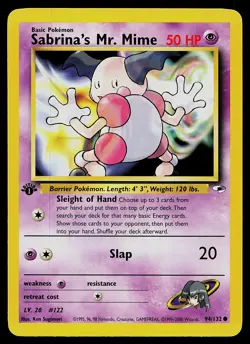 Pokemon Card - Sabrina's Mr. Mime Gym Heroes 94/132 Common 1st Edition - Image 1