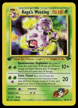 Pokemon Card - Koga's Weezing 1st Edition Gym Challenge 50/132 Uncommon - Image 1