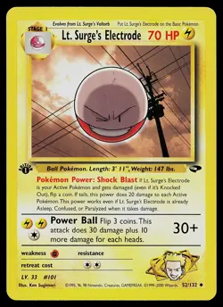 Pokemon Card - Lt. Surge's Electrode Gym Challenge 52/132 Uncommon 1st Edition - Image 1