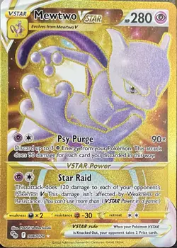 Pokemon TCG Mewtwo VSTAR Gold Secret Rare Full Art Holo Card 086/078 Pokemon Go - Image 1