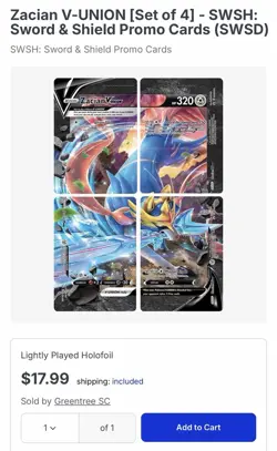 Pokemon Zacian V-UNION Set of 4 Sword & Shield Promo Holofoil Cards English - Image 3