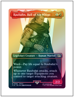 1x Raubahn, Bull of Ala Mhigo, Borderless Art Foil, Final Fantasy, Magic MTG NM - Image 1