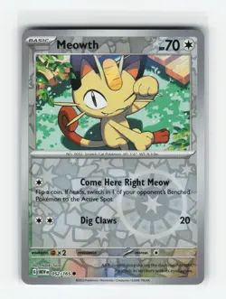 MEOWTH 052/165 151 REVERSE HOLO POKEMON TCG NM - Image 1
